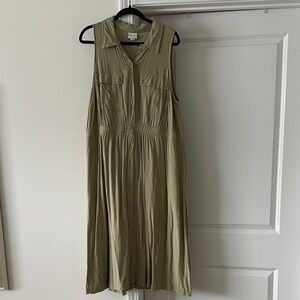 Ava & Viv Sleeveless Olive Midi Shirt Dress